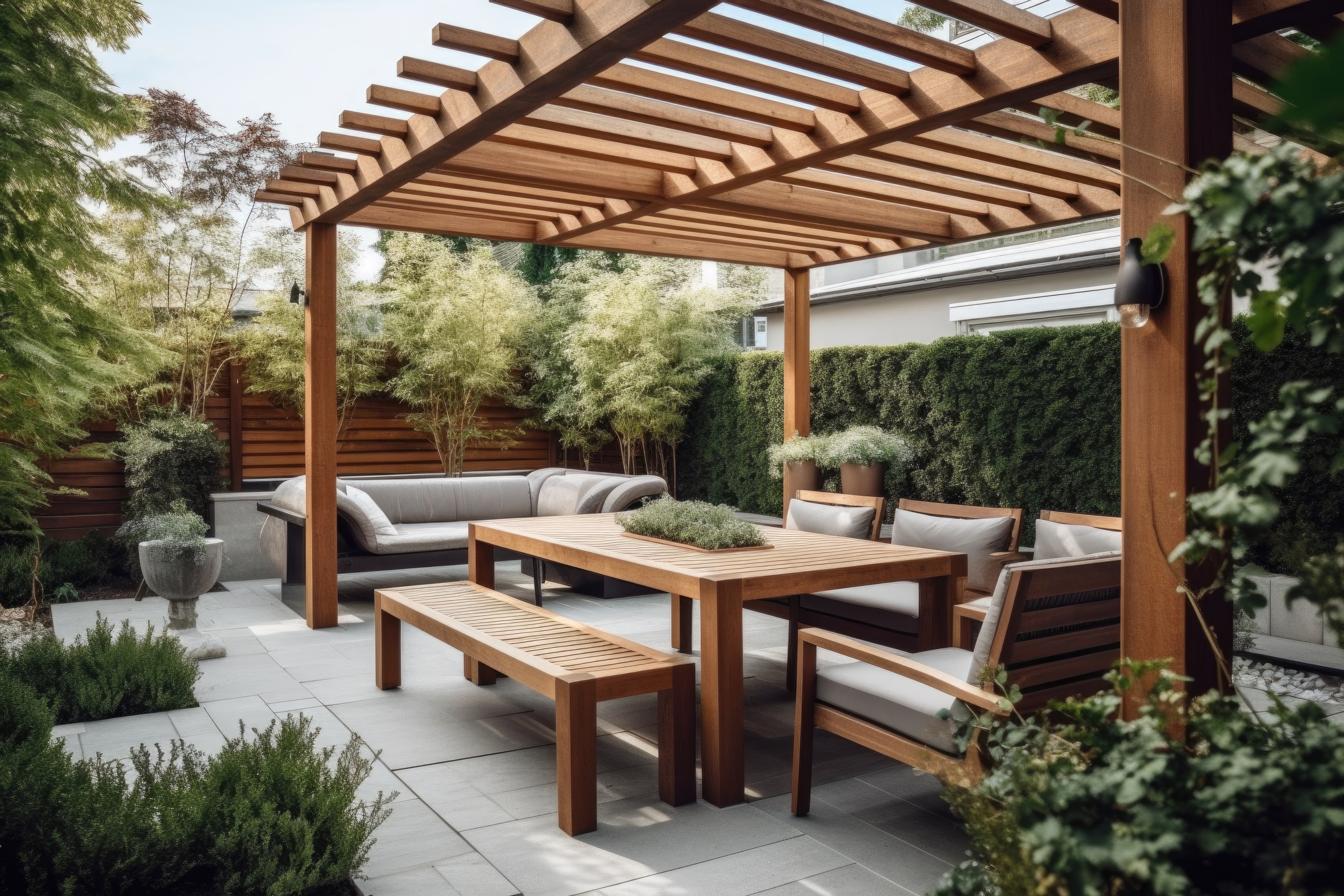 Small pergola on deck